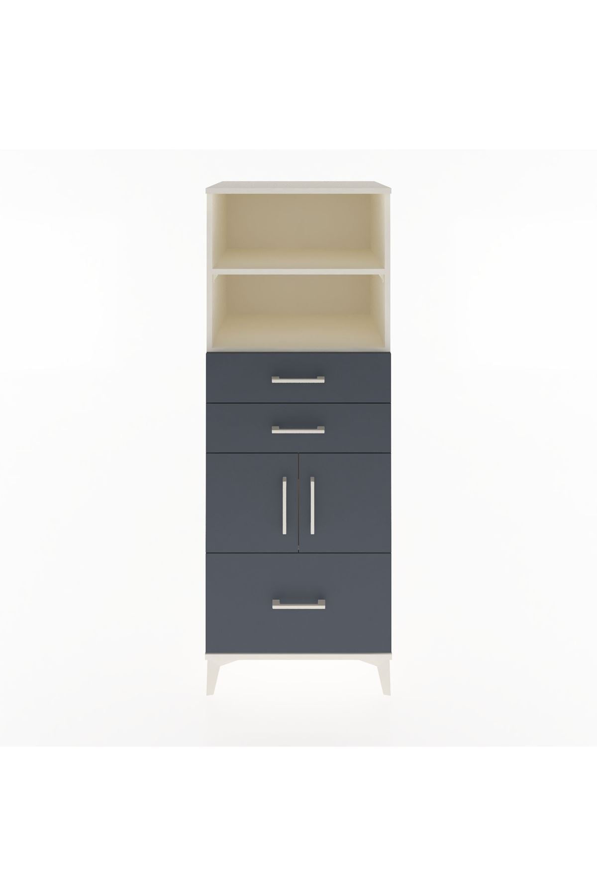 Hyperion Dolap 3 Raflı 3 Çekmeceli 2 Kapaklı 60x44x163 Aytaşı-Antrasit