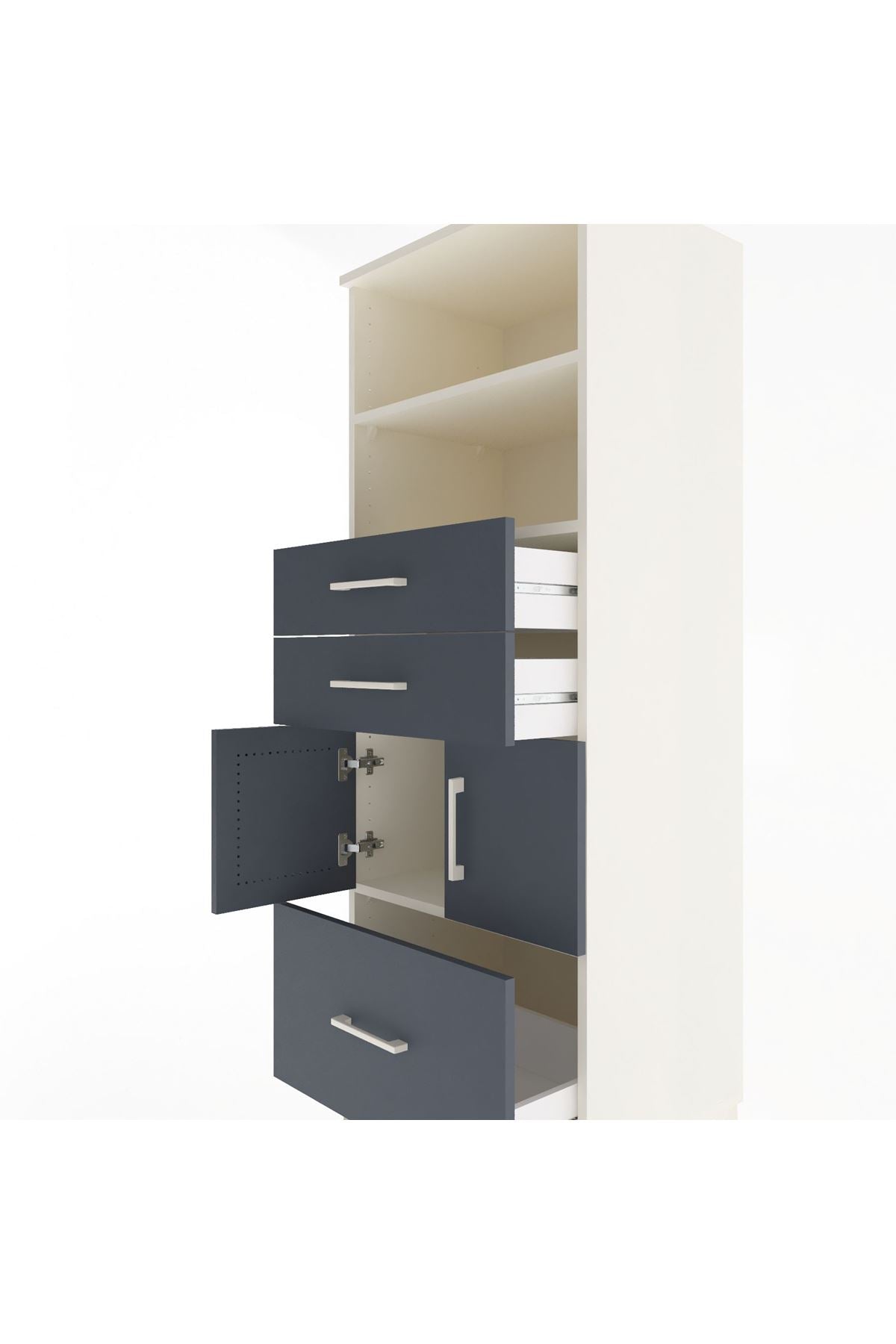 Hyperion Dolap 3 Raflı 3 Çekmeceli 2 Kapaklı 60x44x163 Aytaşı-Antrasit