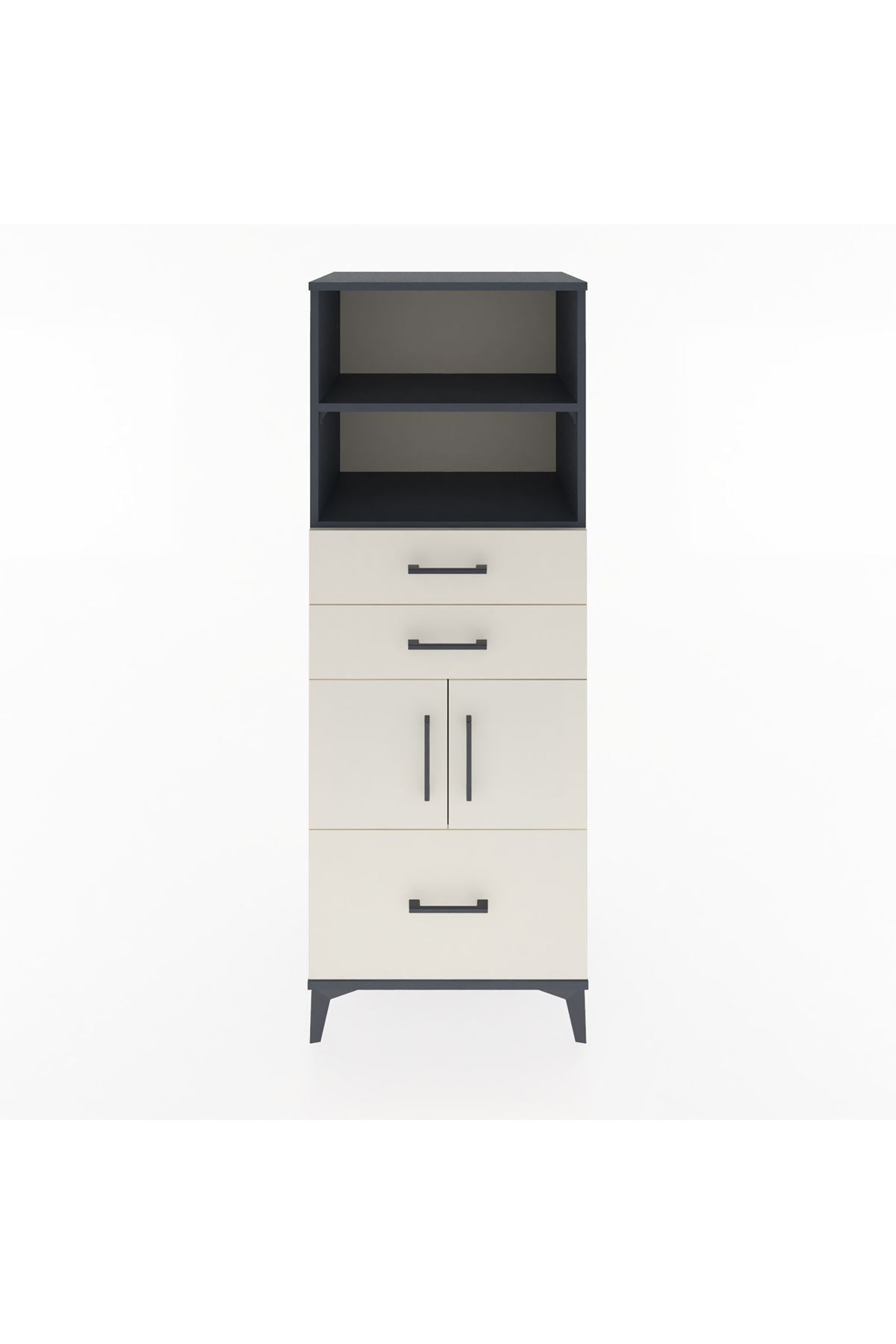 Hyperion Dolap 3 Raflı 3 Çekmeceli 2 Kapaklı 60x44x163 Antrasit-Aytaşı