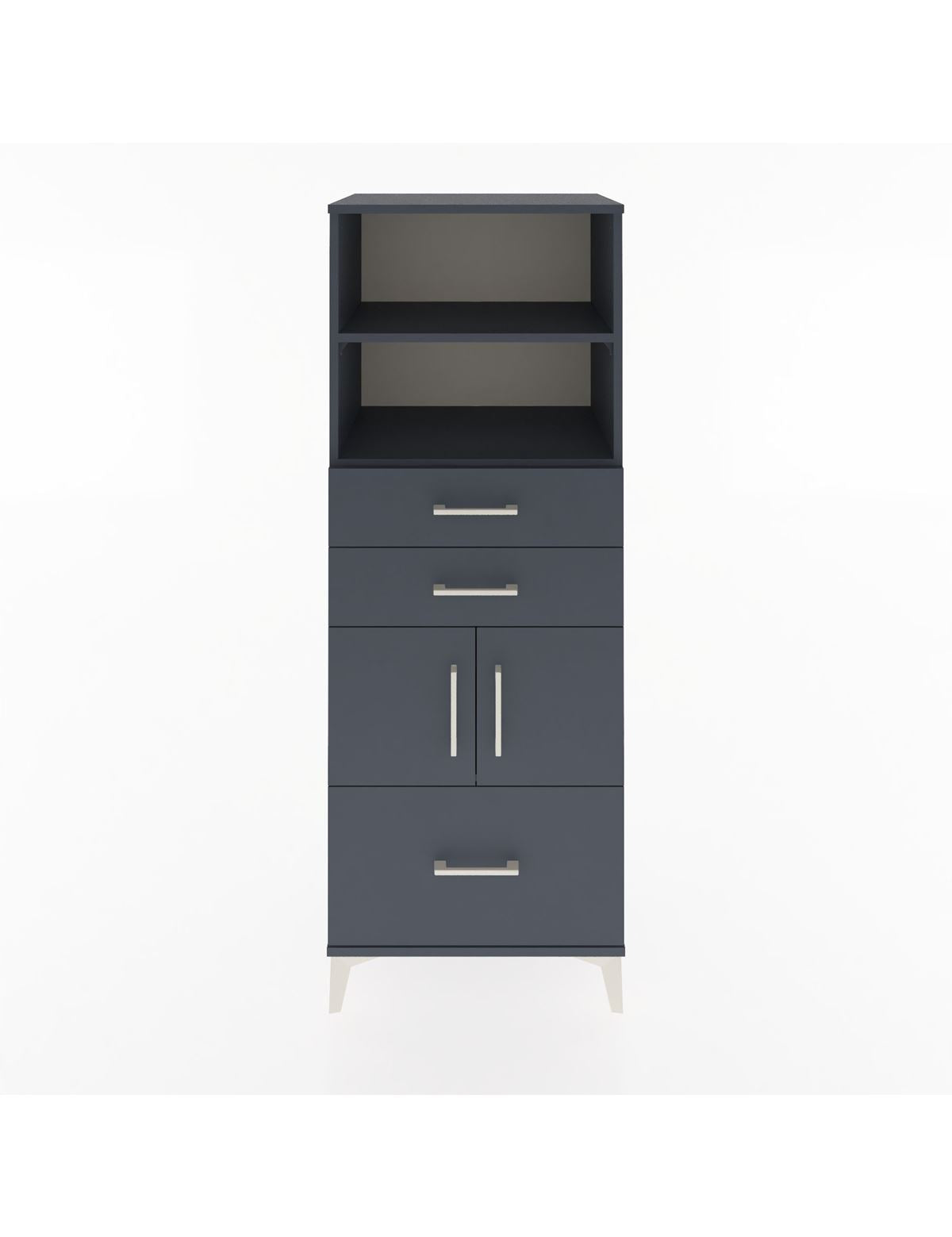 Hyperion Dolap 3 Raflı 3 Çekmeceli 2 Kapaklı 60x44x163 Antrasit-Antrasit