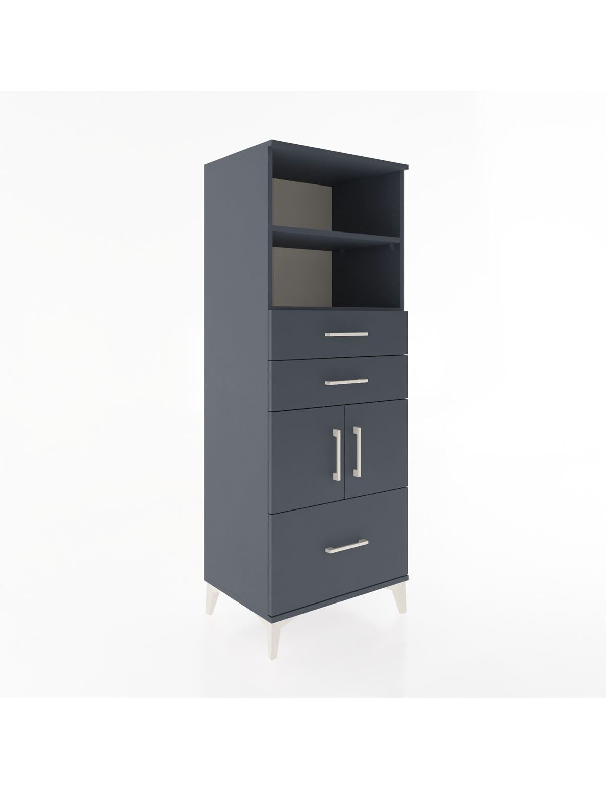 Hyperion Dolap 3 Raflı 3 Çekmeceli 2 Kapaklı 60x44x163 Antrasit-Antrasit