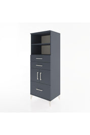 Hyperion Dolap 3 Raflı 3 Çekmeceli 2 Kapaklı 60x44x163 Antrasit-Antrasit