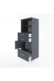 Hyperion Dolap 3 Raflı 3 Çekmeceli 2 Kapaklı 60x44x163 Antrasit-Antrasit