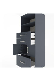 Hyperion Dolap 3 Raflı 3 Çekmeceli 2 Kapaklı 60x44x163 Antrasit-Antrasit