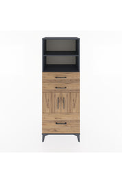 Hyperion Dolap 3 Raflı 3 Çekmeceli 2 Kapaklı 60x44x163 Antrasit-Çam