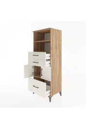 Hyperion Dolap 3 Raflı 3 Çekmeceli 2 Kapaklı 60x44x163 Çam-Aytaşı