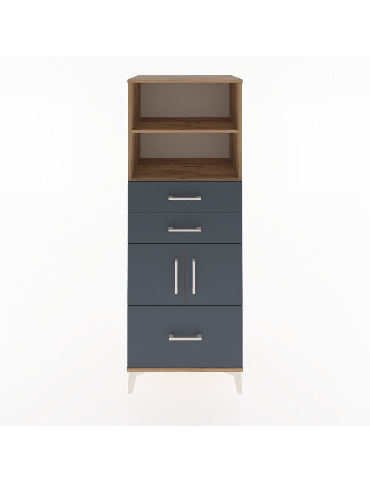 Hyperion Dolap 3 Raflı 3 Çekmeceli 2 Kapaklı 60x44x163 Çam-Antrasit