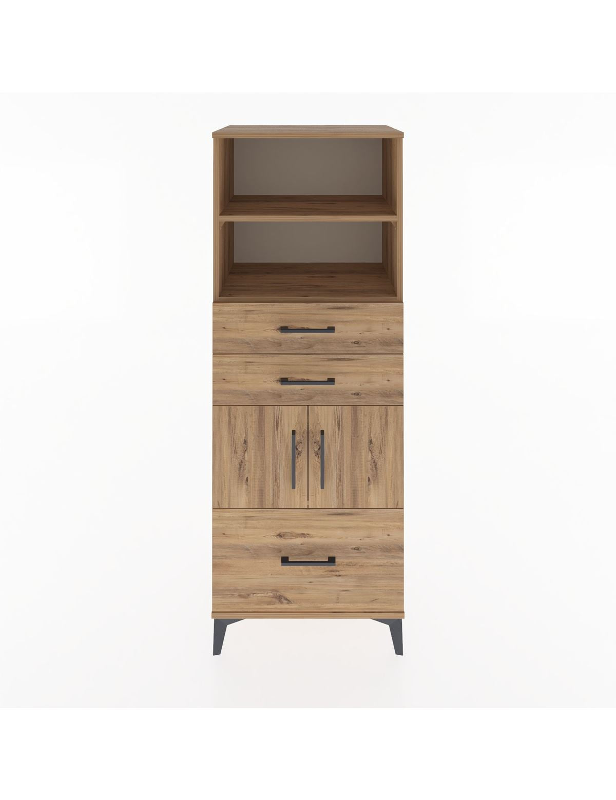 Hyperion Dolap 3 Raflı 3 Çekmeceli 2 Kapaklı 60x44x163 Çam-Çam