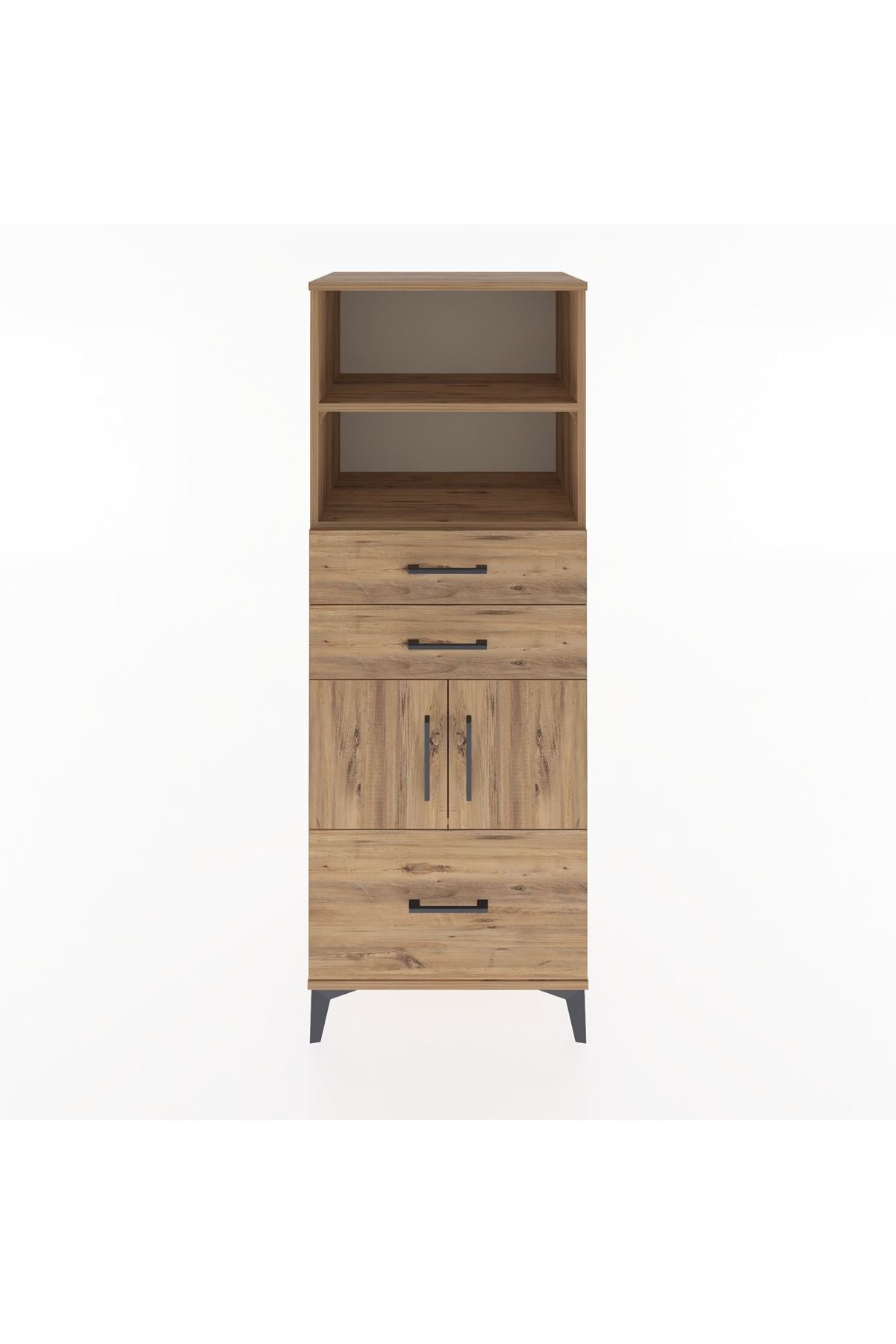 Hyperion Dolap 3 Raflı 3 Çekmeceli 2 Kapaklı 60x44x163 Çam-Çam