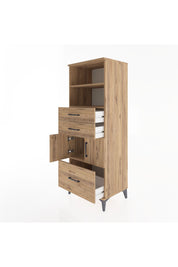 Hyperion Dolap 3 Raflı 3 Çekmeceli 2 Kapaklı 60x44x163 Çam-Çam