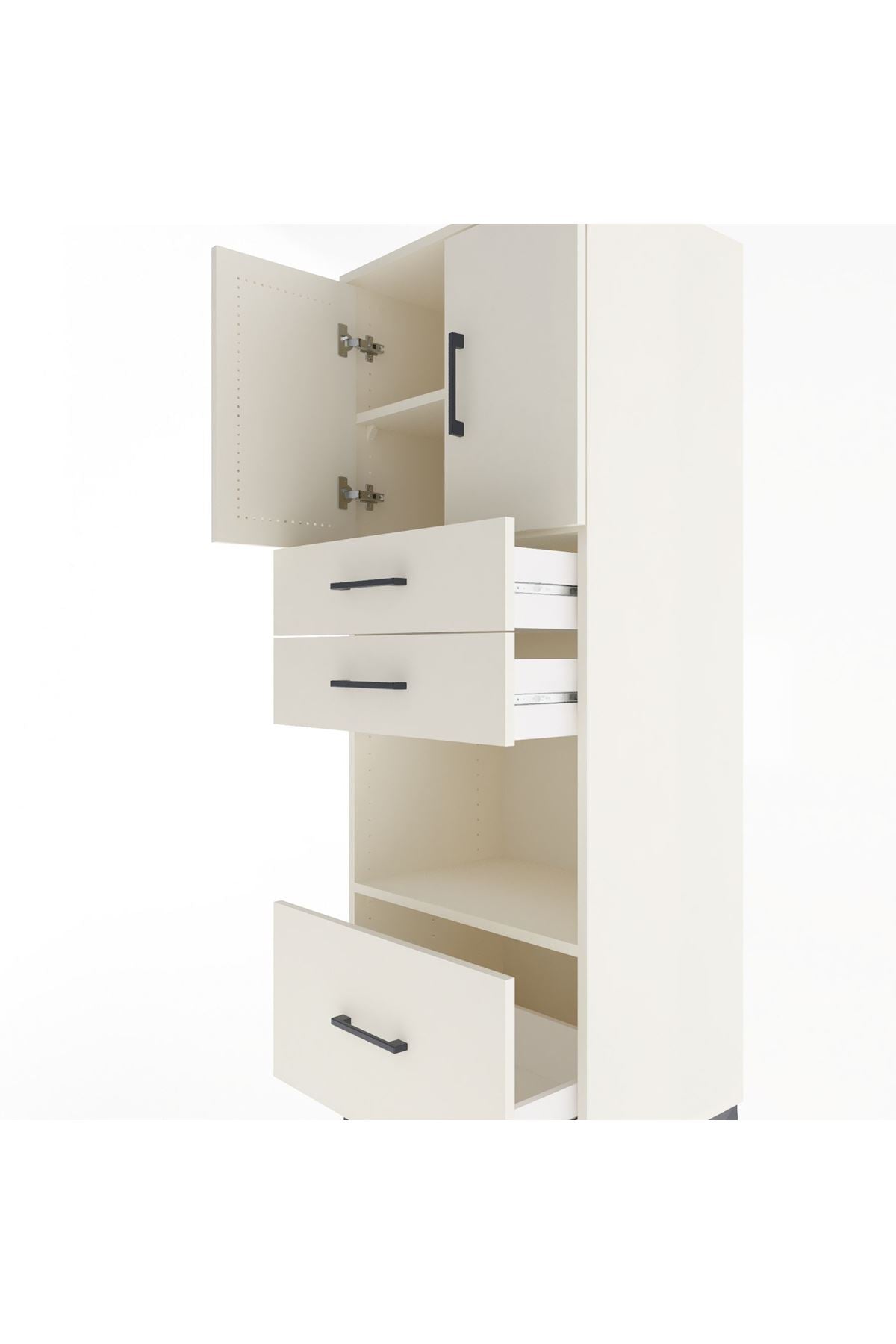 Hyperion Dolap 3 Raflı 3 Çekmeceli 2 Kapaklı 60x44x163 Aytaşı-Aytaşı