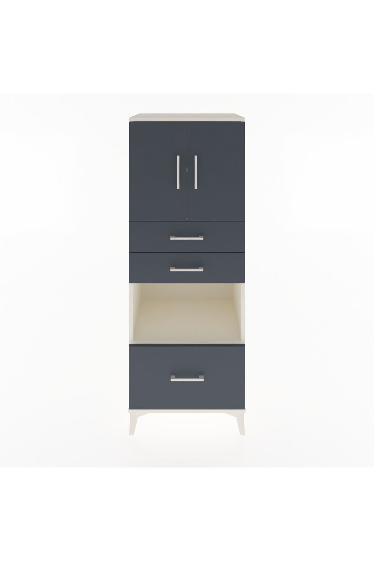 Hyperion Dolap 3 Raflı 3 Çekmeceli 2 Kapaklı 60x44x163 Aytaşı-Antrasit