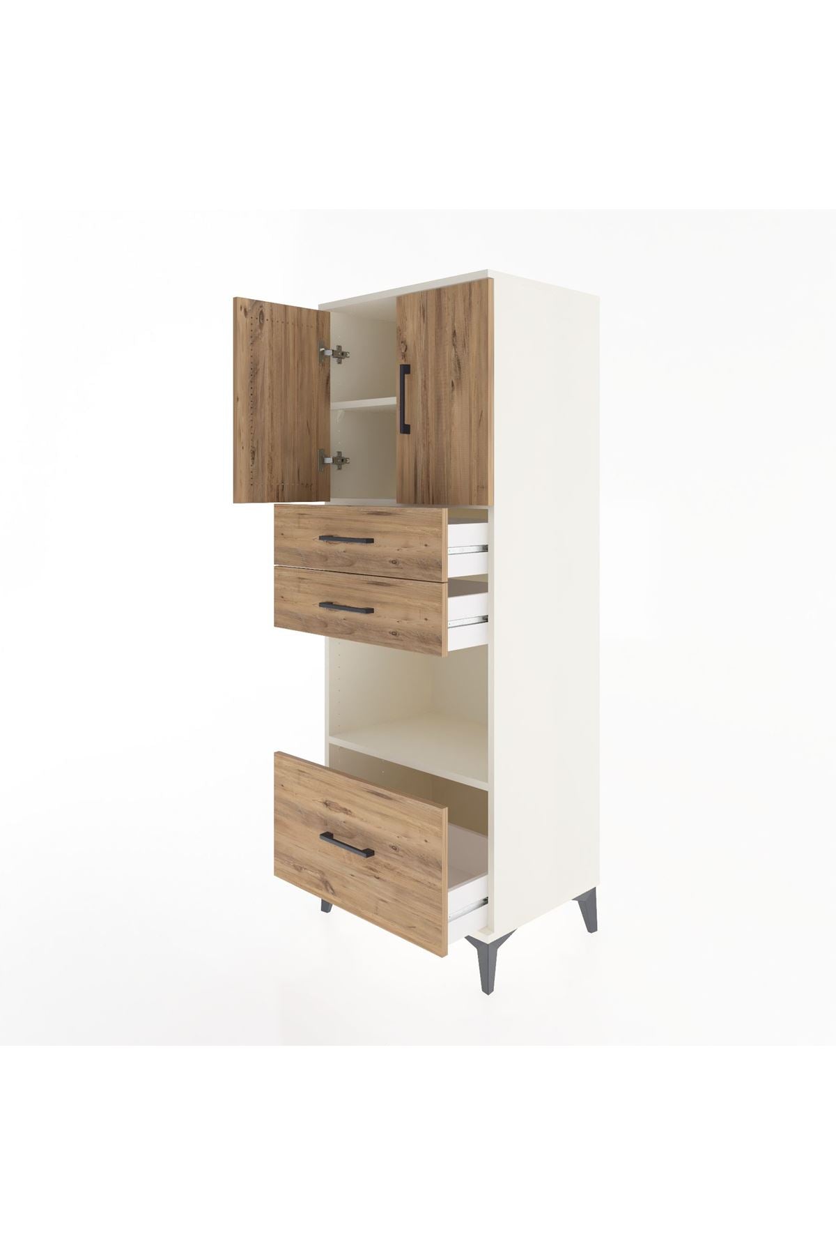 Hyperion Dolap 3 Raflı 3 Çekmeceli 2 Kapaklı 60x44x163 Aytaşı-Çam