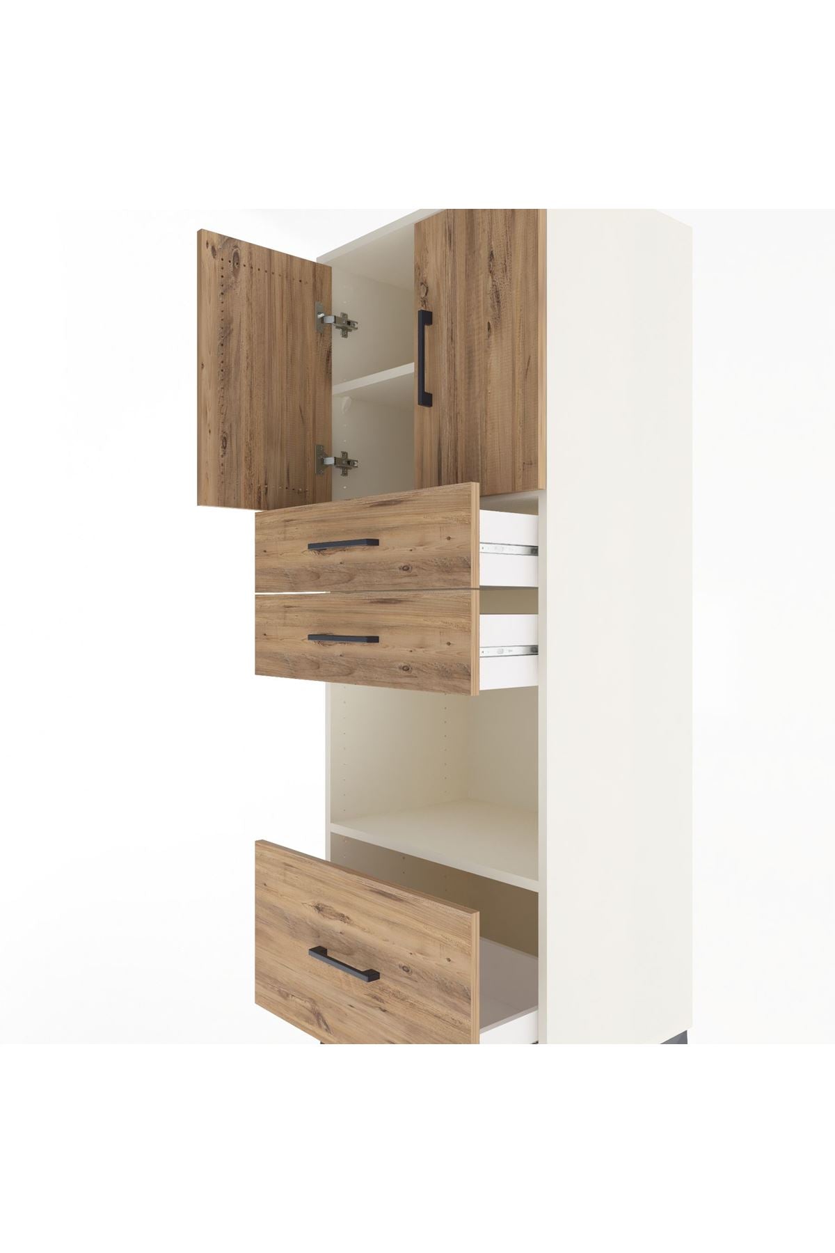 Hyperion Dolap 3 Raflı 3 Çekmeceli 2 Kapaklı 60x44x163 Aytaşı-Çam