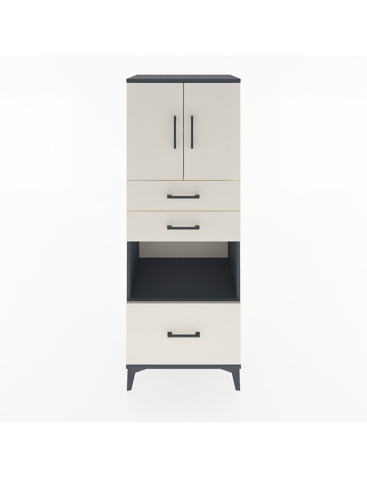 Hyperion Dolap 3 Raflı 3 Çekmeceli 2 Kapaklı 60x44x163 Antrasit-Aytaşı