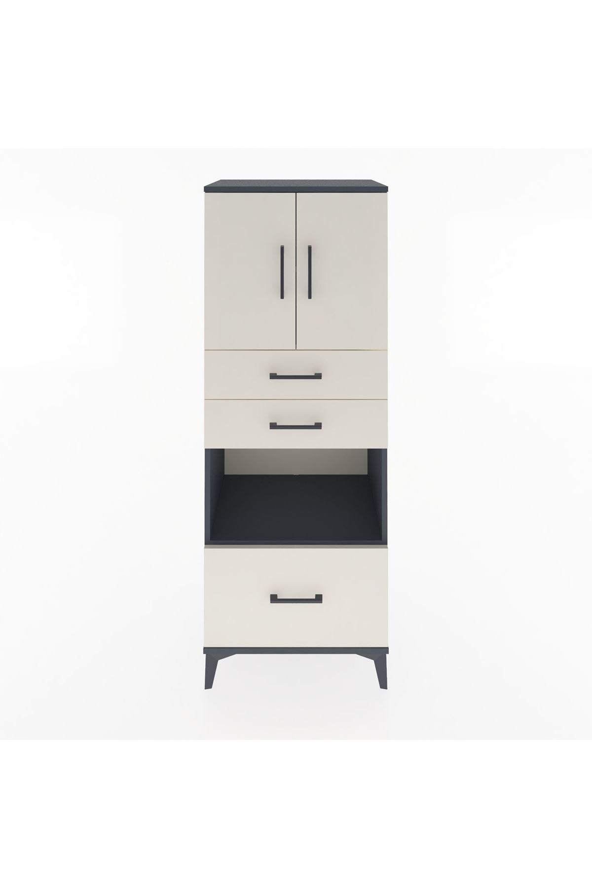 Hyperion Dolap 3 Raflı 3 Çekmeceli 2 Kapaklı 60x44x163 Antrasit-Aytaşı