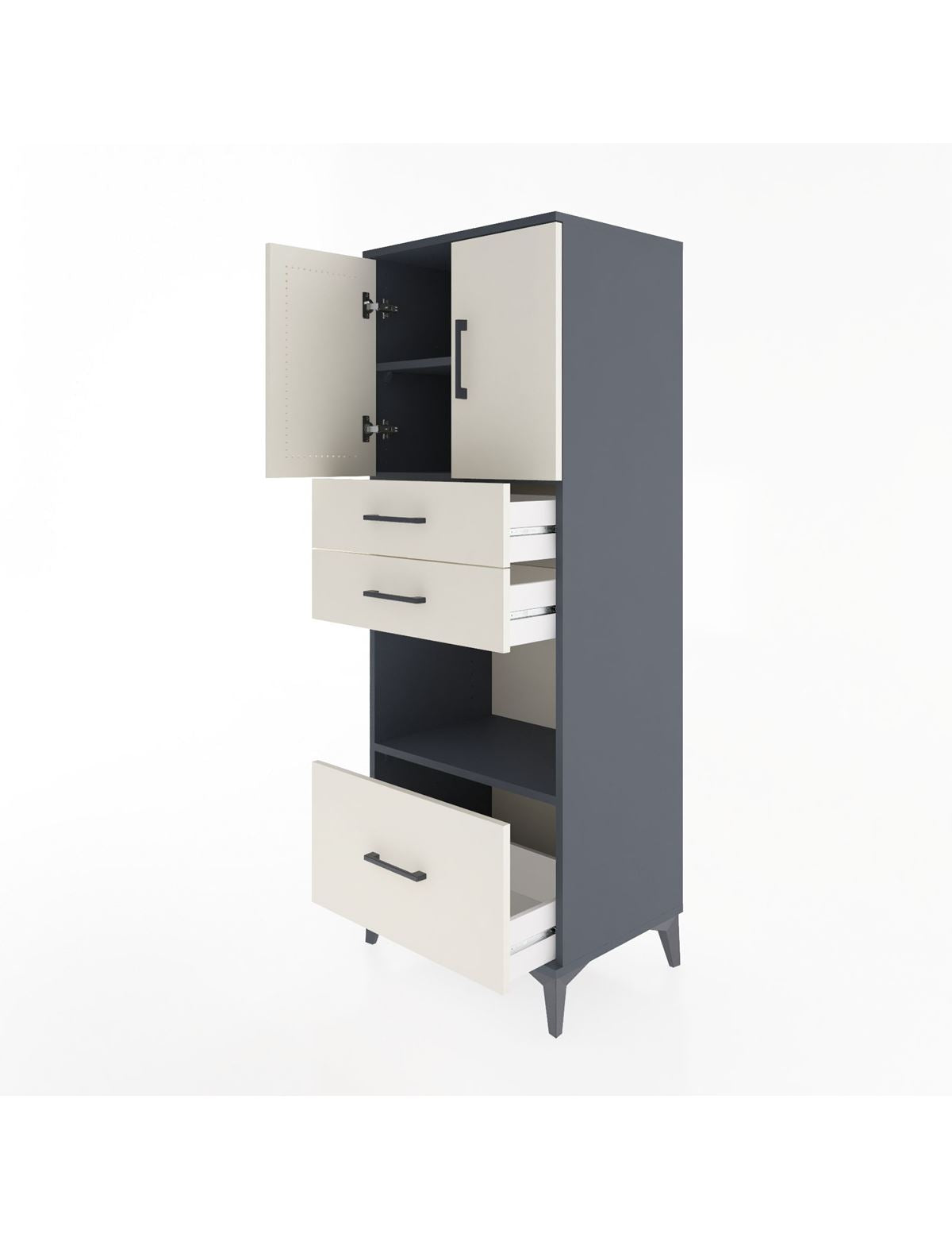 Hyperion Dolap 3 Raflı 3 Çekmeceli 2 Kapaklı 60x44x163 - S53M011V4B