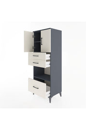 Hyperion Dolap 3 Raflı 3 Çekmeceli 2 Kapaklı 60x44x163 Antrasit-Aytaşı