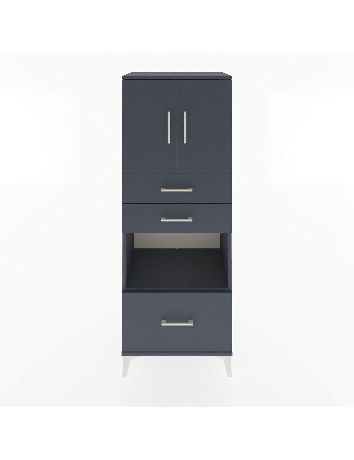 Hyperion Dolap 3 Raflı 3 Çekmeceli 2 Kapaklı 60x44x163 Antrasit-Antrasit