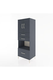 Hyperion Dolap 3 Raflı 3 Çekmeceli 2 Kapaklı 60x44x163 Antrasit-Antrasit