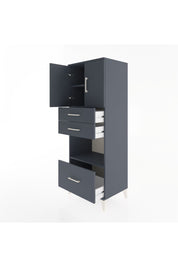 Hyperion Dolap 3 Raflı 3 Çekmeceli 2 Kapaklı 60x44x163 Antrasit-Antrasit