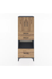 Hyperion Dolap 3 Raflı 3 Çekmeceli 2 Kapaklı 60x44x163 Antrasit-Çam