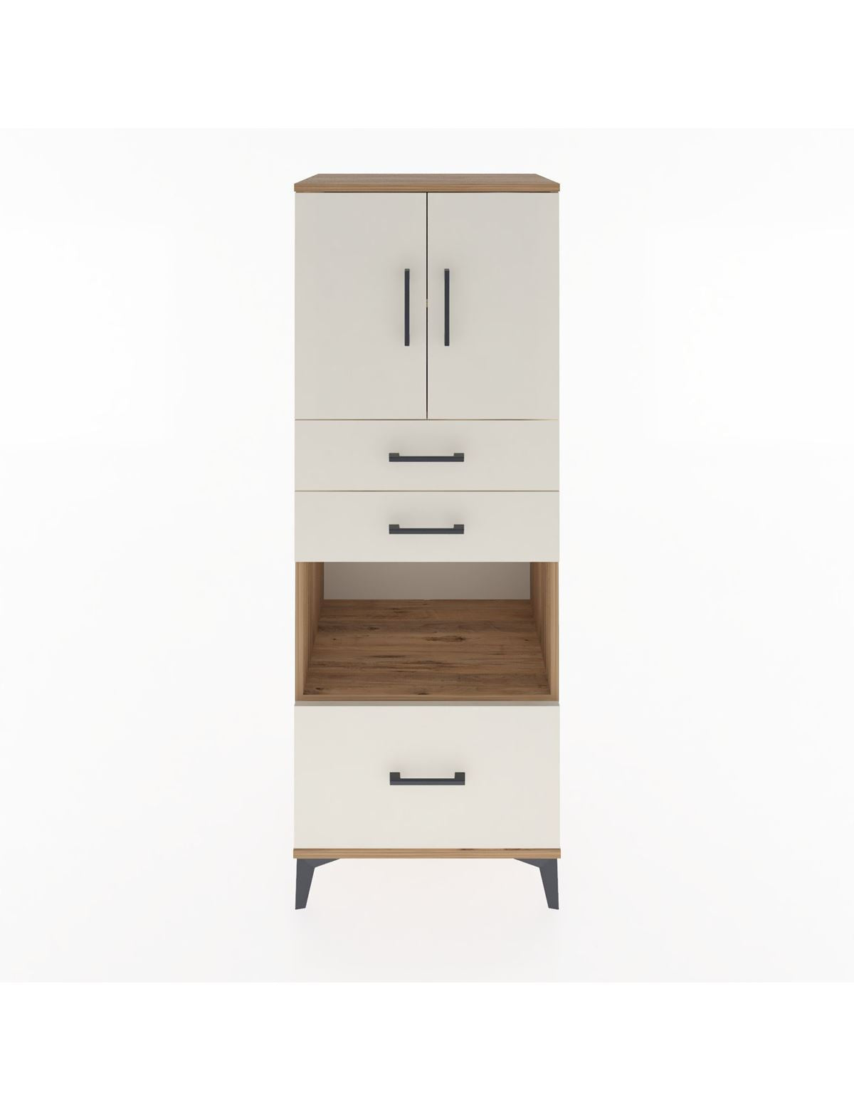 Hyperion Dolap 3 Raflı 3 Çekmeceli 2 Kapaklı 60x44x163 Çam-Aytaşı