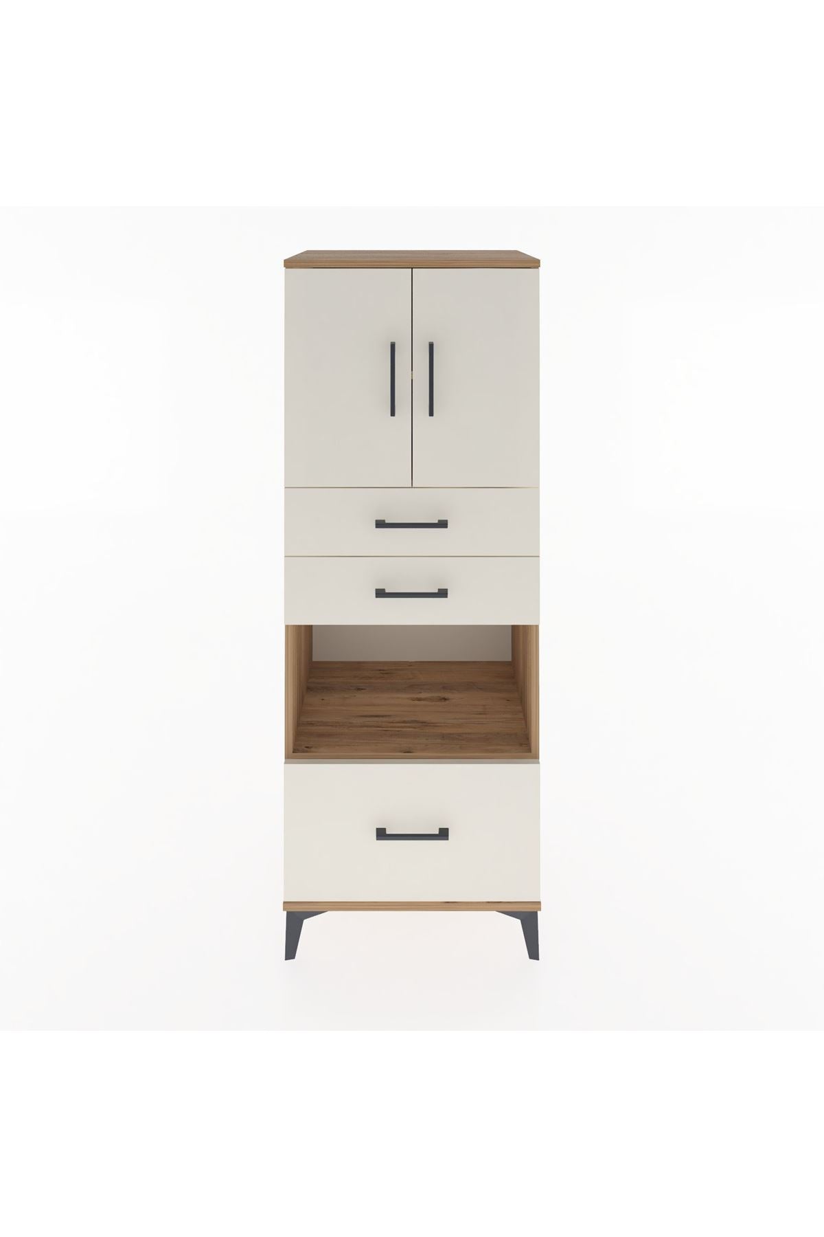 Hyperion Dolap 3 Raflı 3 Çekmeceli 2 Kapaklı 60x44x163 Çam-Aytaşı