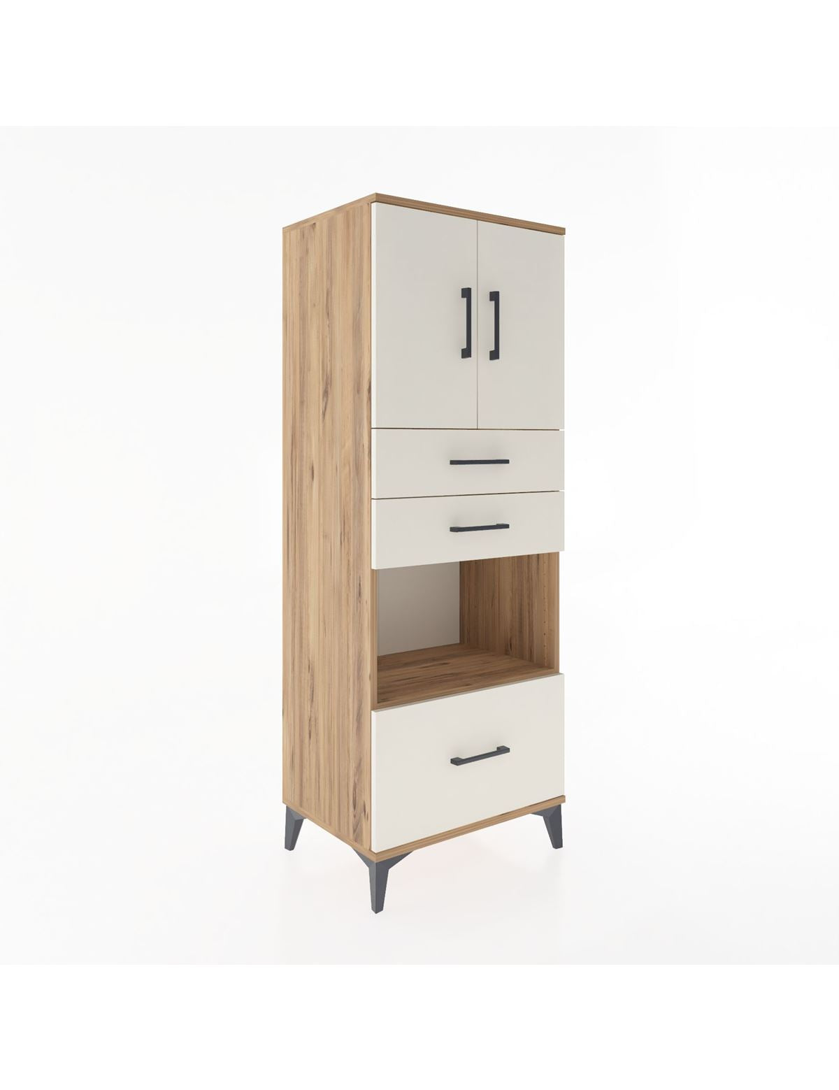 Hyperion Dolap 3 Raflı 3 Çekmeceli 2 Kapaklı 60x44x163 Çam-Aytaşı