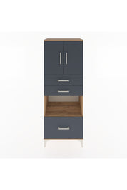 Hyperion Dolap 3 Raflı 3 Çekmeceli 2 Kapaklı 60x44x163 Çam-Antrasit