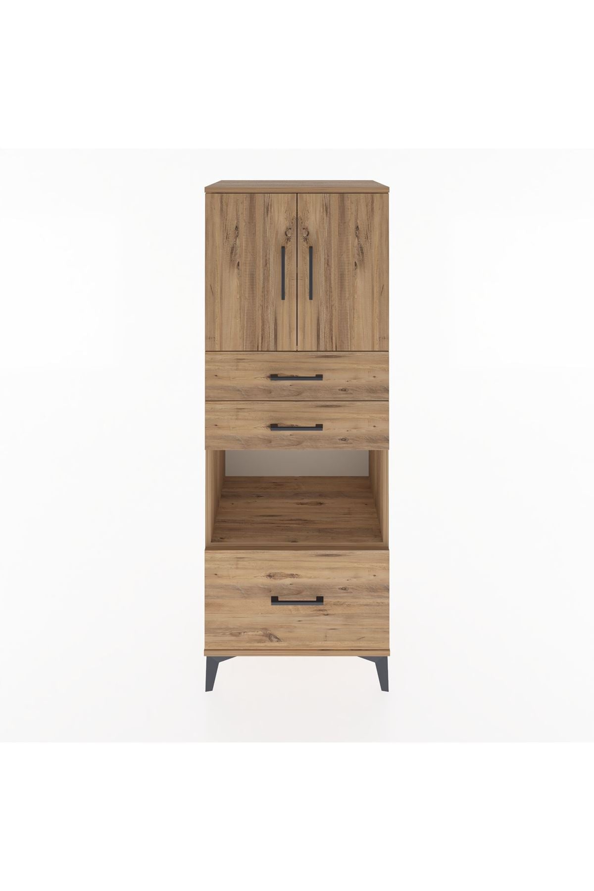 Hyperion Dolap 3 Raflı 3 Çekmeceli 2 Kapaklı 60x44x163 Çam-Çam