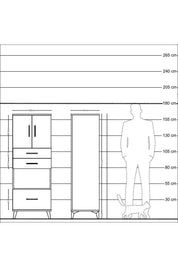 Hyperion Dolap 3 Raflı 3 Çekmeceli 2 Kapaklı 60x44x163 Çam-Çam