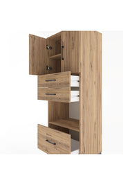 Hyperion Dolap 3 Raflı 3 Çekmeceli 2 Kapaklı 60x44x163 Çam-Çam