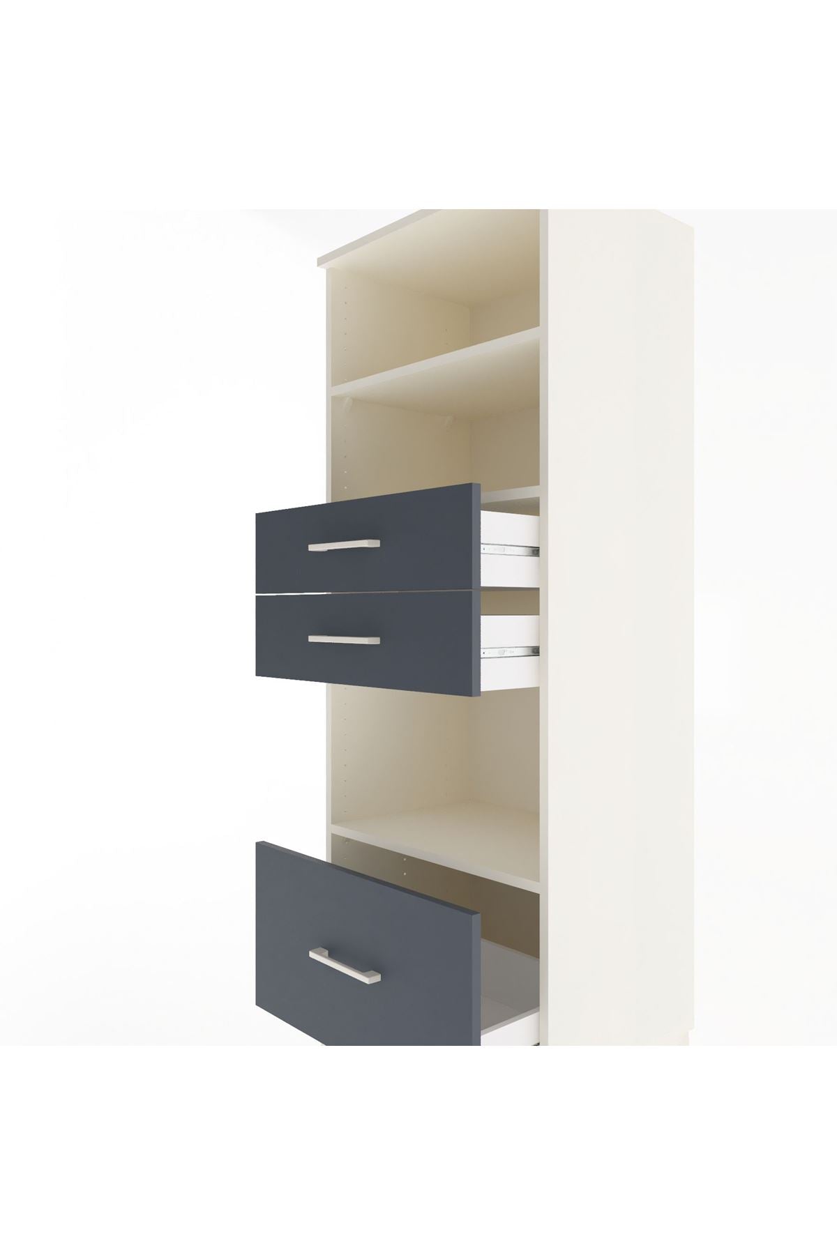 Hyperion Dolap 3 Raflı 3 Çekmeceli 60x44x163 Aytaşı-Antrasit