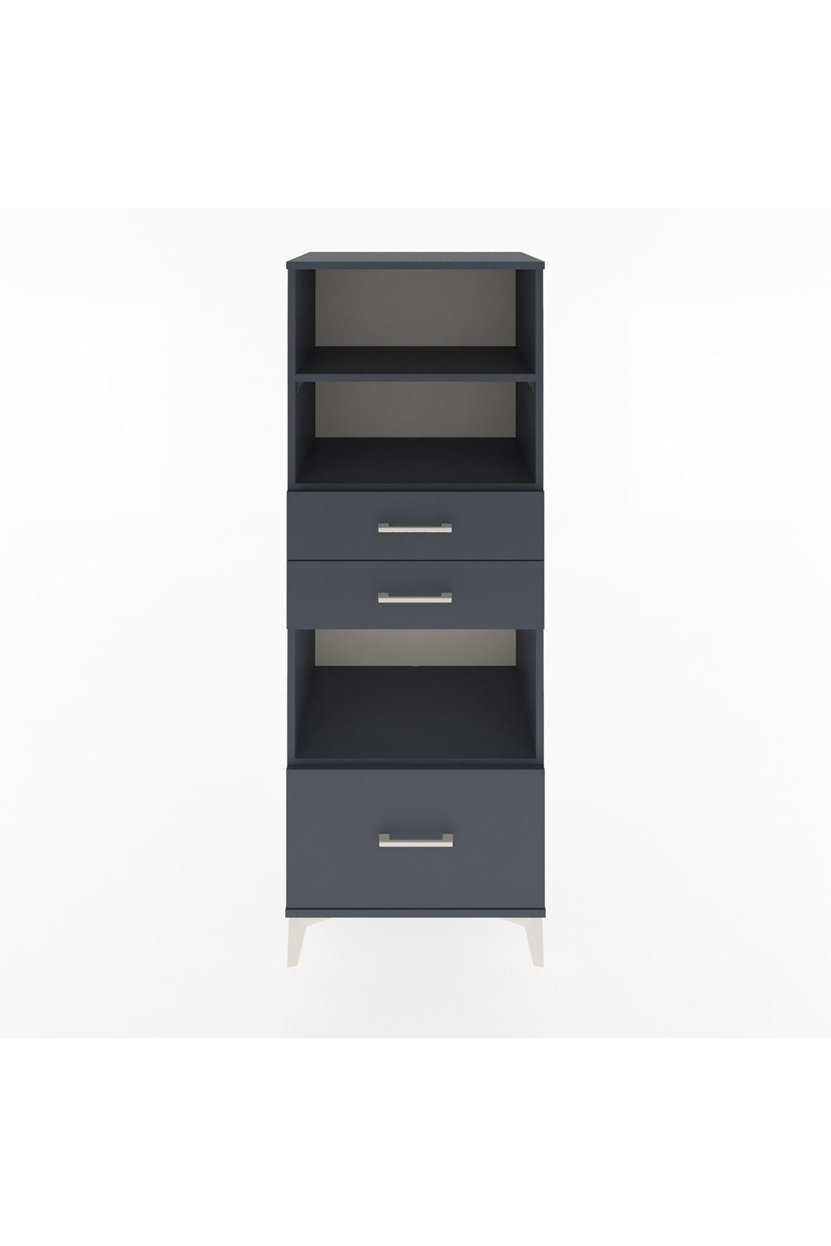 Hyperion Dolap 3 Raflı 3 Çekmeceli 60x44x163 Antrasit-Antrasit