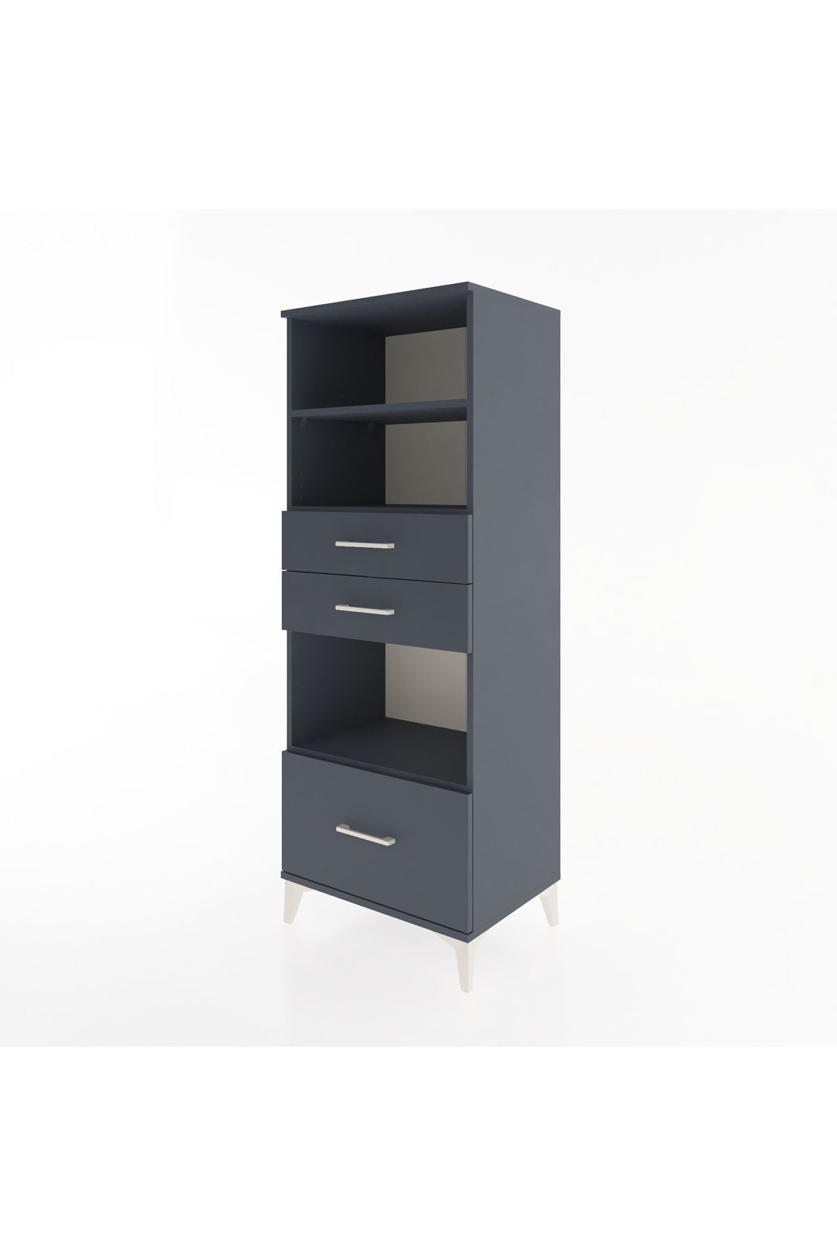 Hyperion Dolap 3 Raflı 3 Çekmeceli 60x44x163 Antrasit-Antrasit