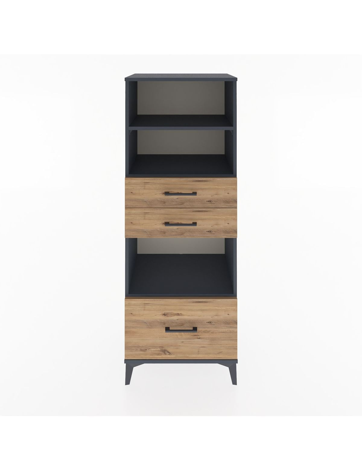 Hyperion Dolap 3 Raflı 3 Çekmeceli 60x44x163 Antrasit-Çam