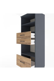 Hyperion Dolap 3 Raflı 3 Çekmeceli 60x44x163 Antrasit-Çam