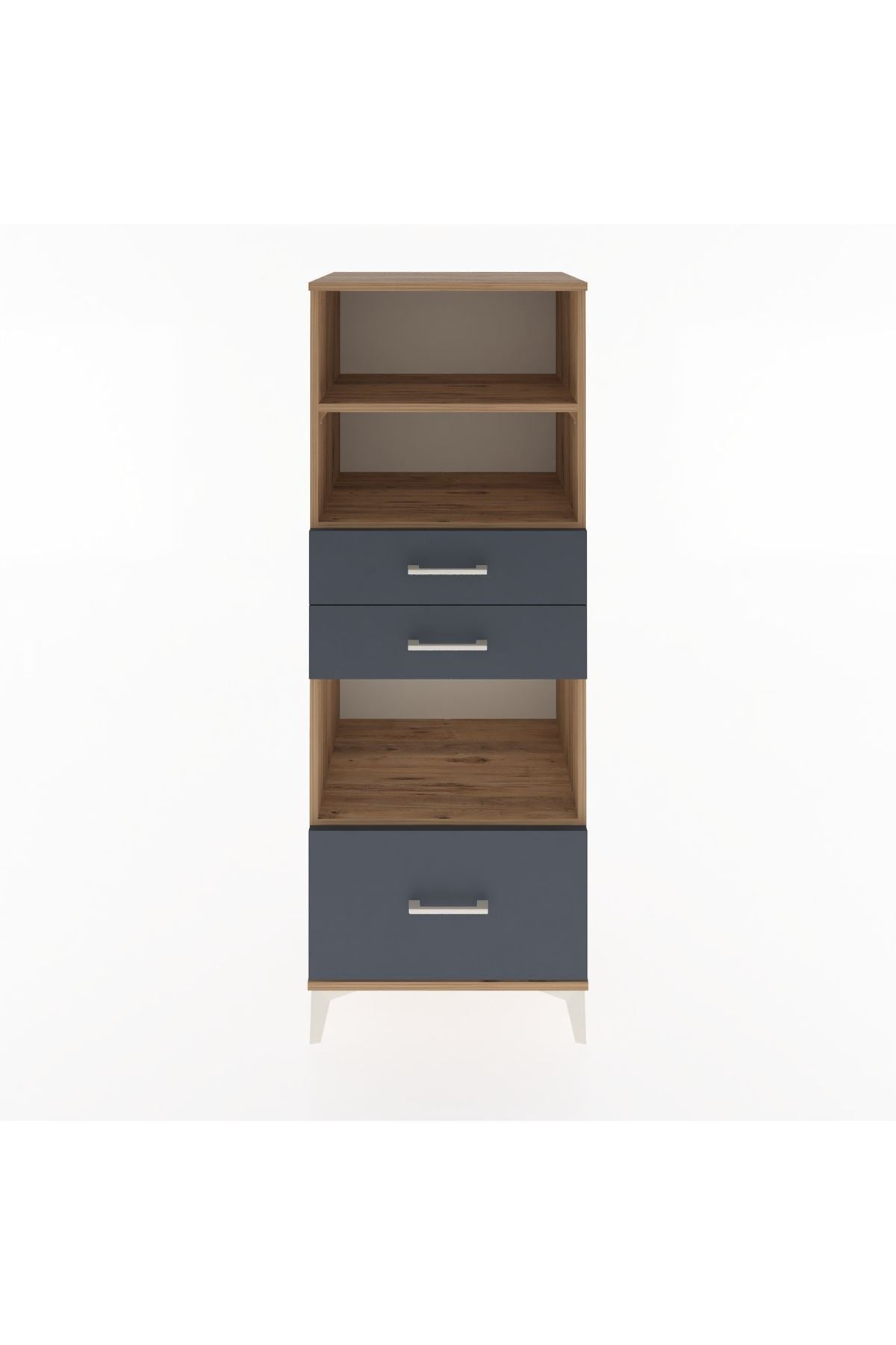 Hyperion Dolap 3 Raflı 3 Çekmeceli 60x44x163 Çam-Antrasit