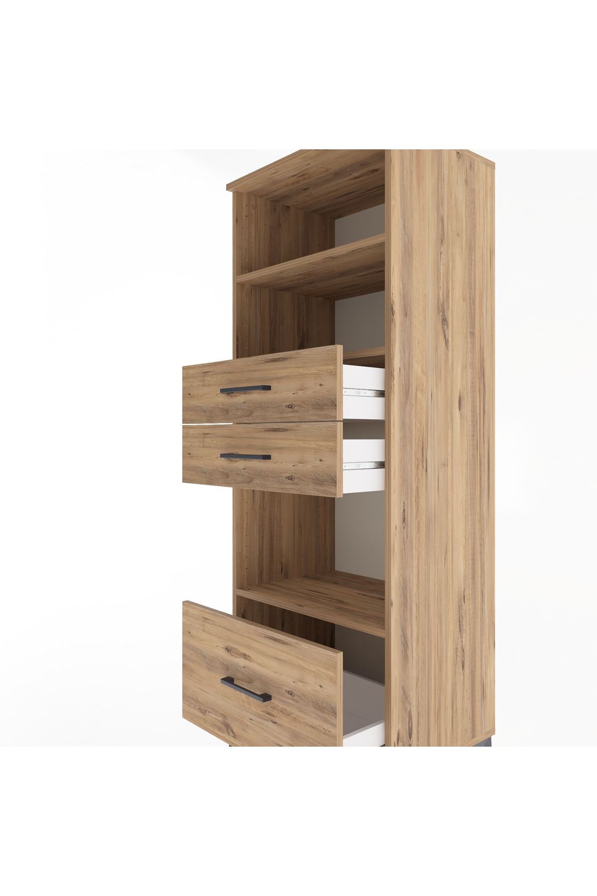 Hyperion Dolap 3 Raflı 3 Çekmeceli 60x44x163 Çam-Çam