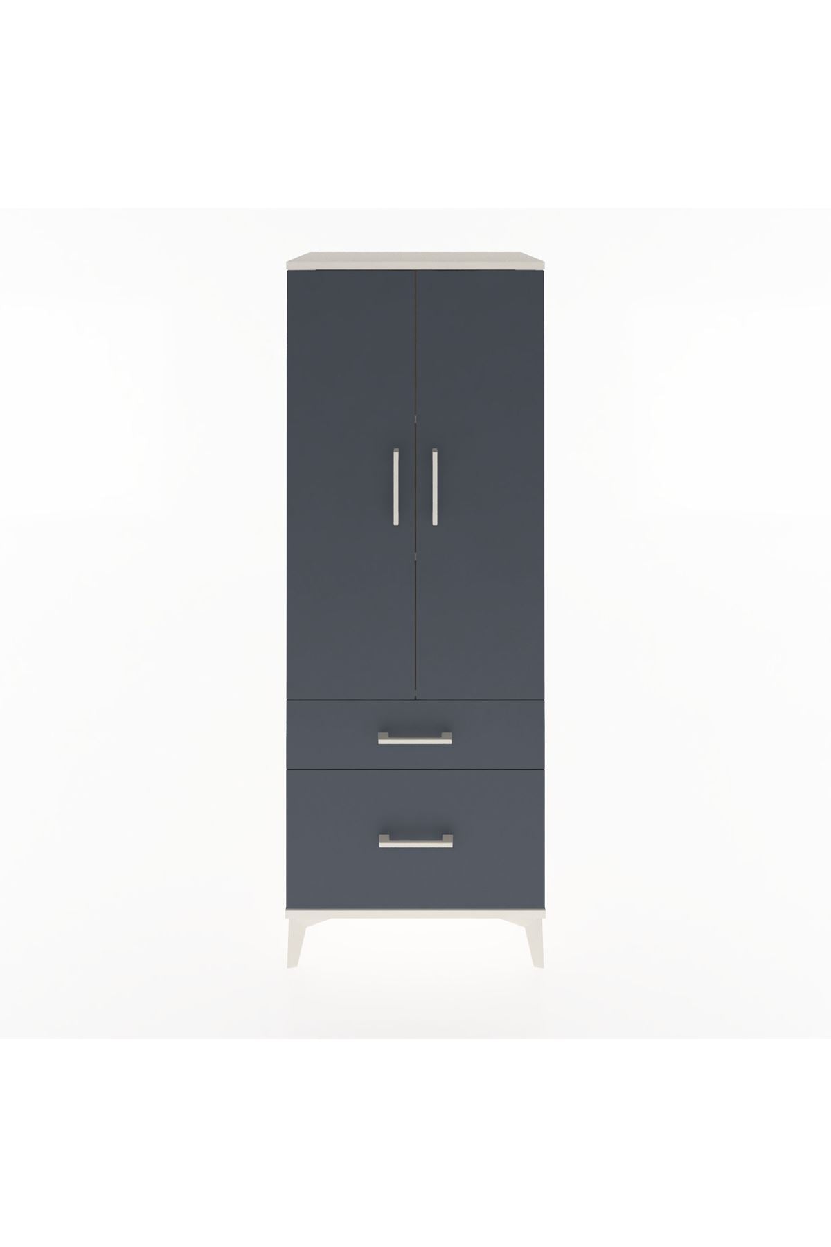 Hyperion Dolap 3 Raflı 2 Çekmeceli 2 Kapaklı 60x44x163 Aytaşı-Antrasit