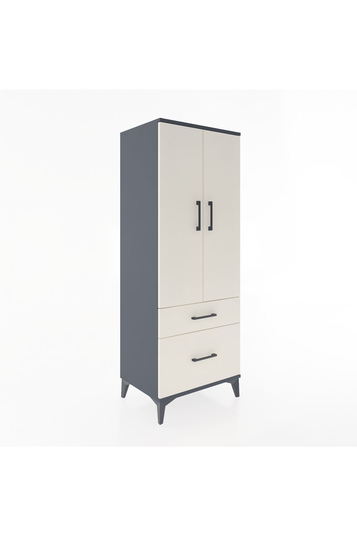 Hyperion Dolap 3 Raflı 2 Çekmeceli 2 Kapaklı 60x44x163 Antrasit-Aytaşı