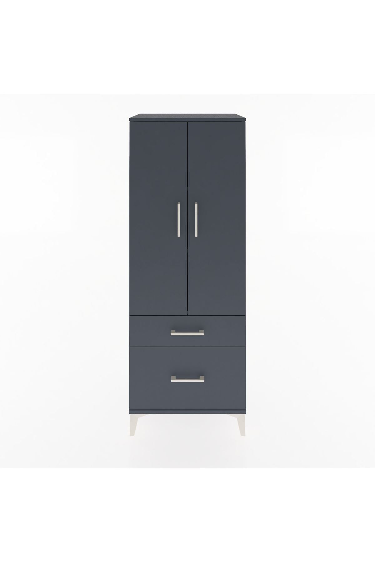 Hyperion Dolap 3 Raflı 2 Çekmeceli 2 Kapaklı 60x44x163 Antrasit-Antrasit