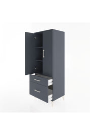 Hyperion Dolap 3 Raflı 2 Çekmeceli 2 Kapaklı 60x44x163 Antrasit-Antrasit