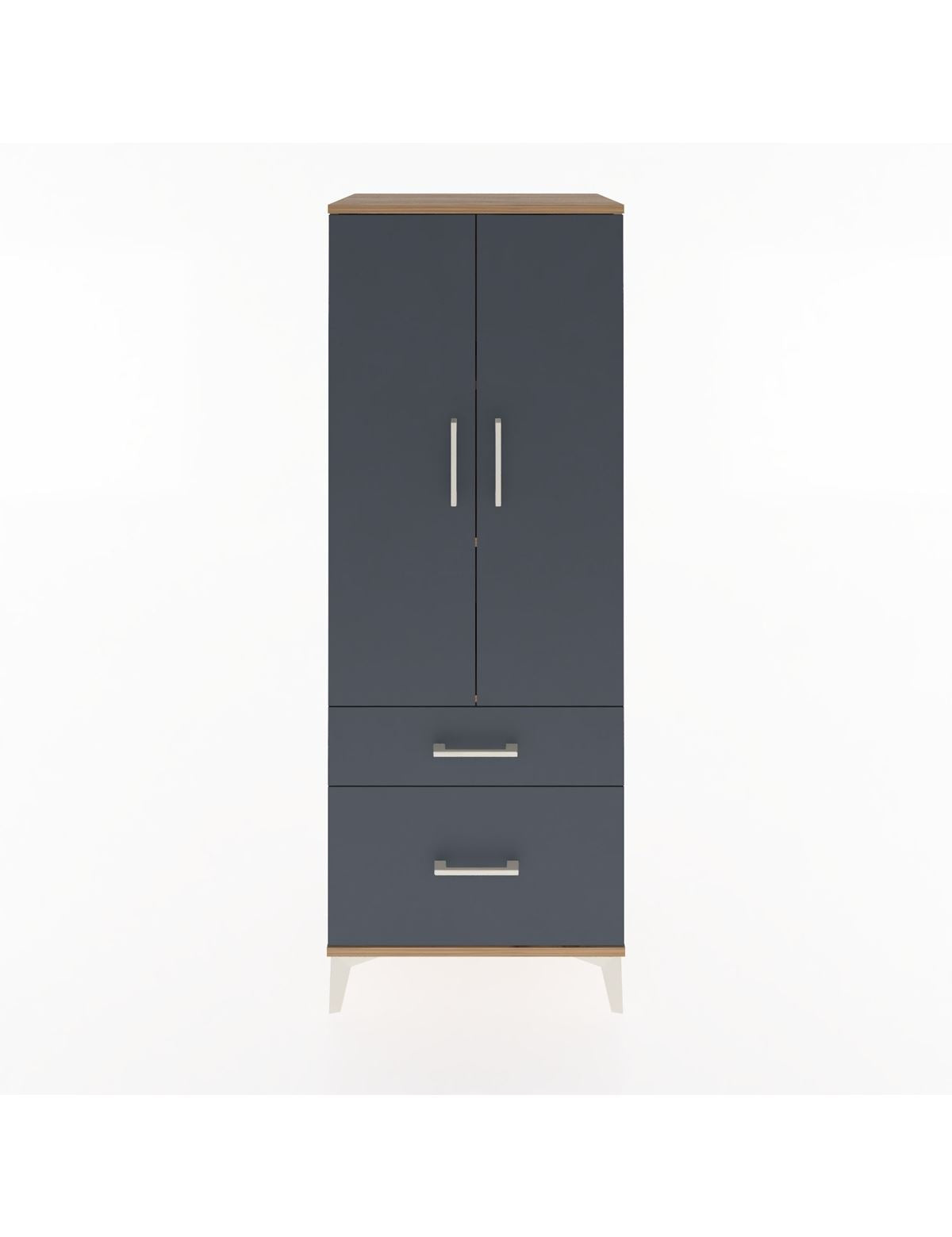 Hyperion Dolap 3 Raflı 2 Çekmeceli 2 Kapaklı 60x44x163 Çam-Antrasit