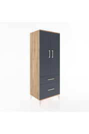 Hyperion Dolap 3 Raflı 2 Çekmeceli 2 Kapaklı 60x44x163 Çam-Antrasit