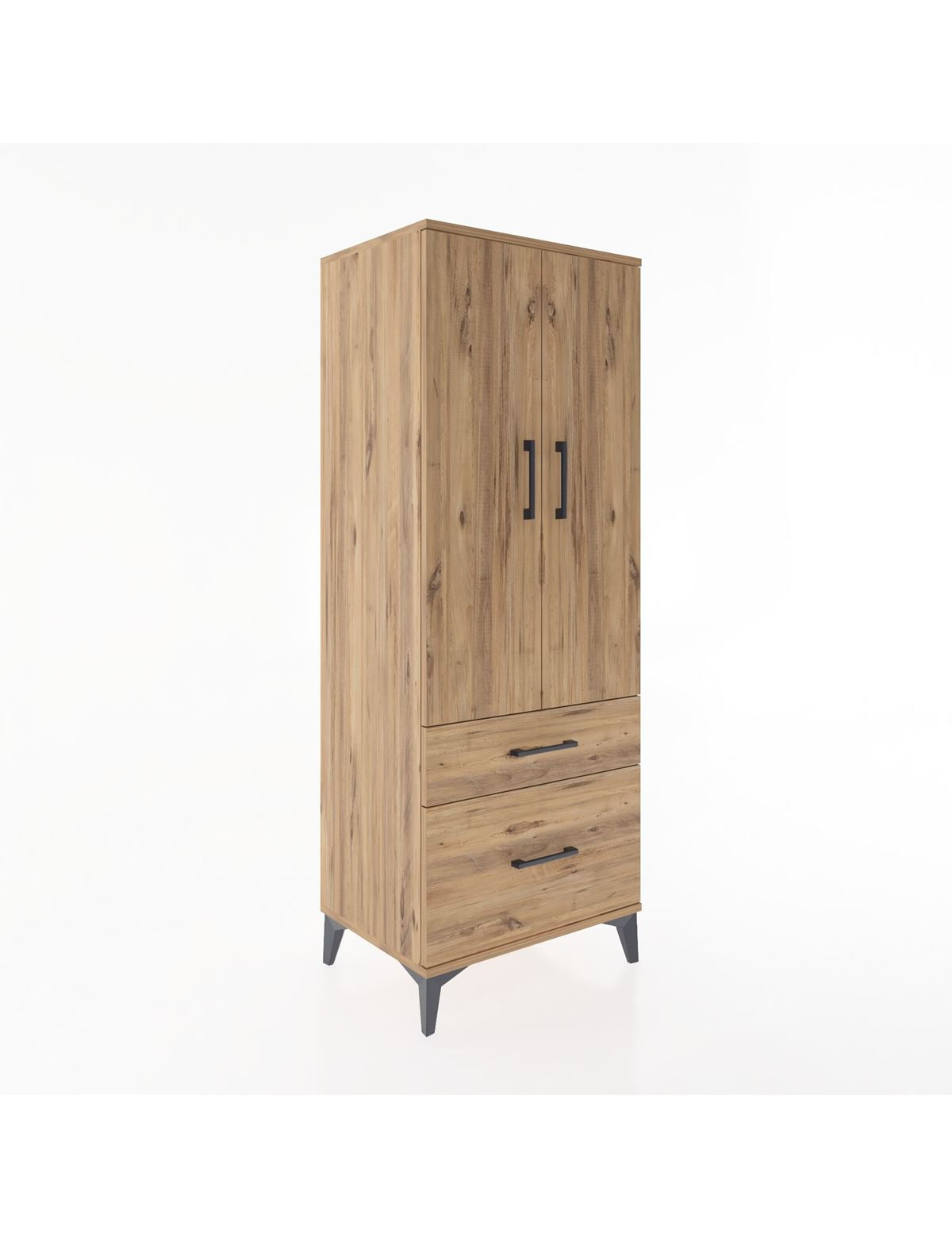 Hyperion Dolap 3 Raflı 2 Çekmeceli 2 Kapaklı 60x44x163 Çam-Çam