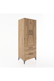 Hyperion Dolap 3 Raflı 2 Çekmeceli 2 Kapaklı 60x44x163 Çam-Çam