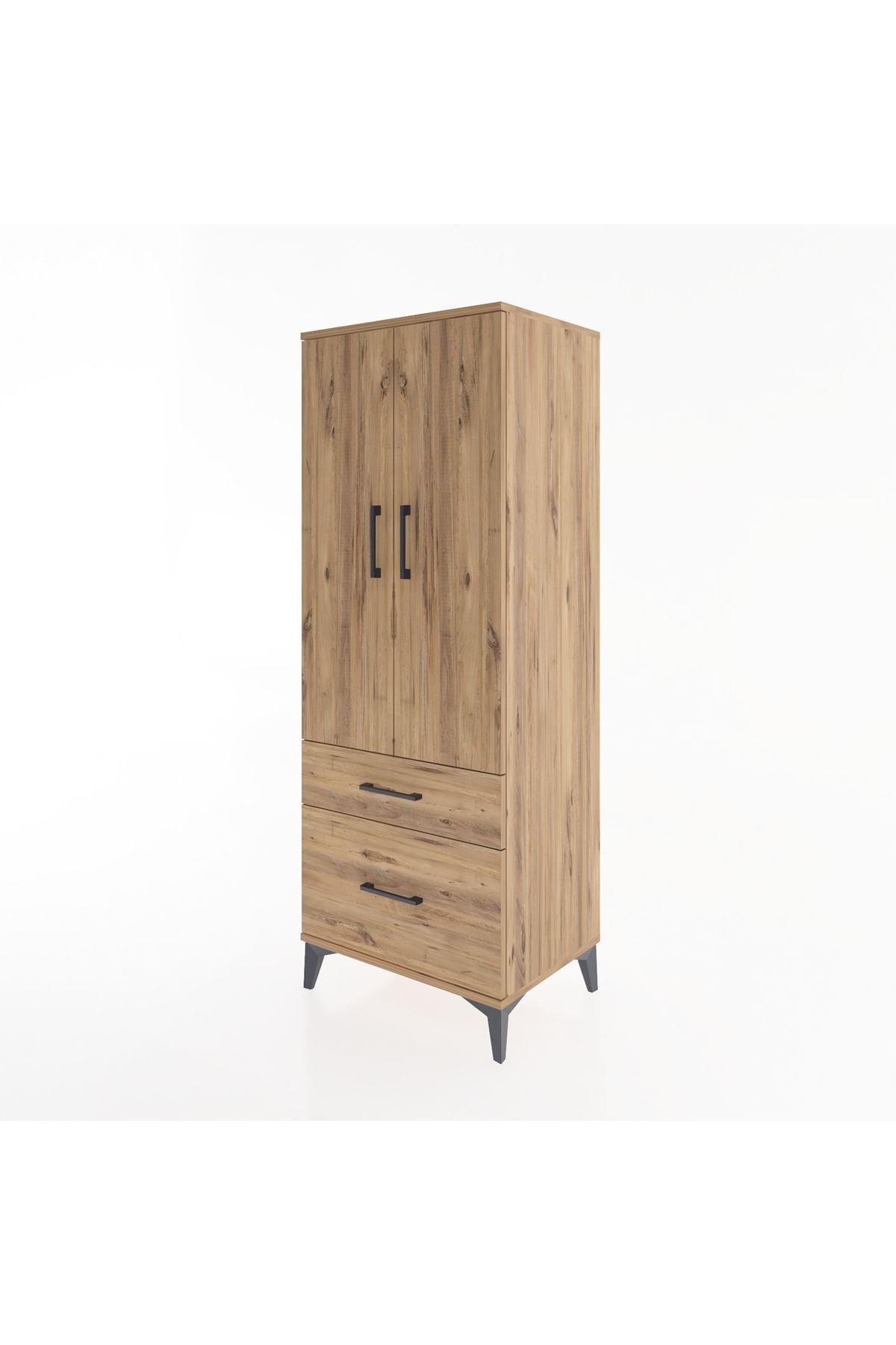 Hyperion Dolap 3 Raflı 2 Çekmeceli 2 Kapaklı 60x44x163 Çam-Çam