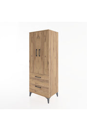 Hyperion Dolap 3 Raflı 2 Çekmeceli 2 Kapaklı 60x44x163 Çam-Çam